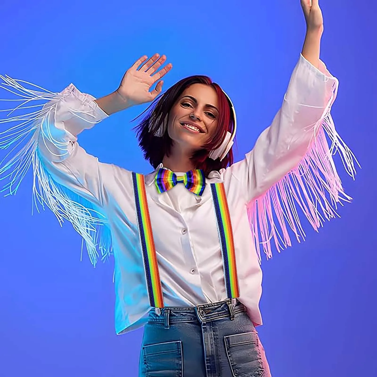 Аксессуары для новогодних костюмов подтяжки с блестками и бант Блестящий