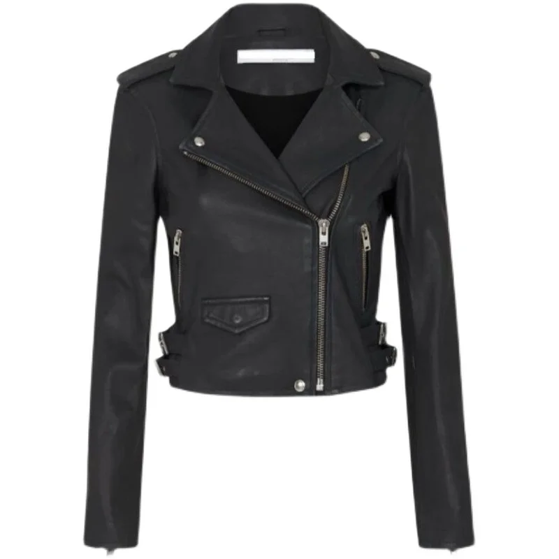 Французский 1R0 ПАРИЖ Женская Классическая локомотивная кожаная куртка Ashville из