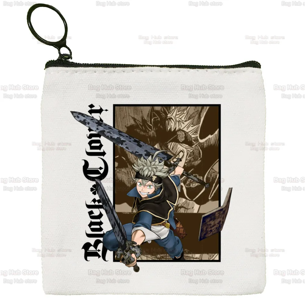 Yami Asta Anime Canvas Coin Purse Custom Logo Storage Pouch Black Clover Canvas Bag  New Coin Bag Key Coin Purse