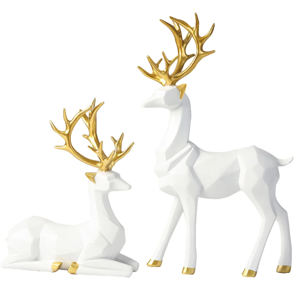 

Gold Table Decor Origami Elk Ornaments Statues Home Animal Decorative Objects White Deer Figurine Christmas Decoration