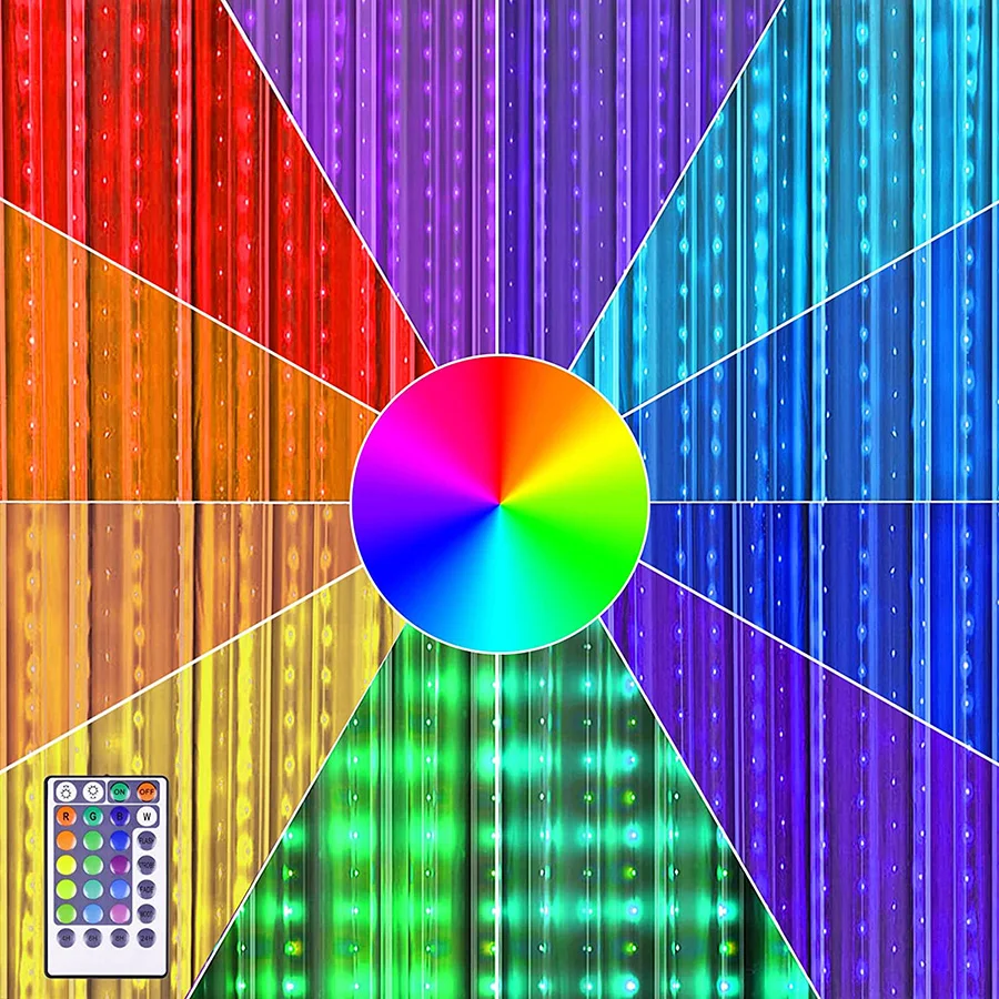 

RGB-занавеска с изменением цвета радуги, Сказочная гирлянсветильник для улицы, сада, патио, сосулек светильник льник для рождественской вечеринки, Декор