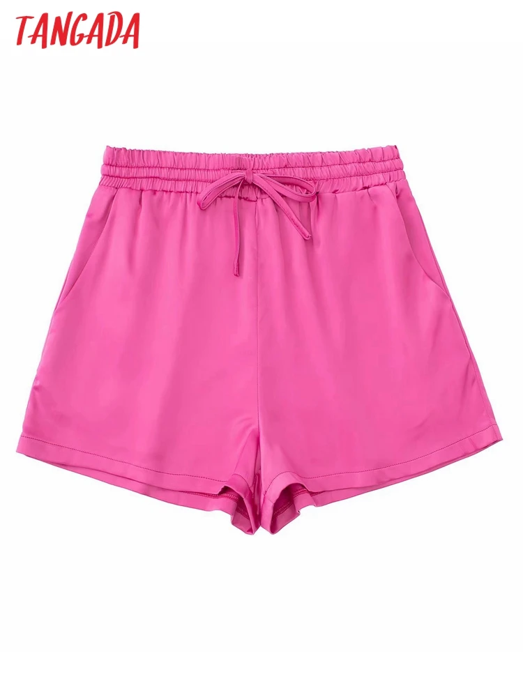 

Шорты Tangada Женские винтажные розовые, эластичные повседневные с карманами, в стиле ретро, 3H105