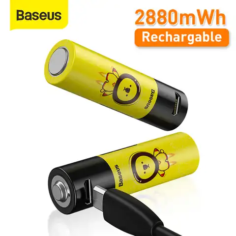 Baseus 2/4 шт 14500 AA батарея 2880mWh литий-ионный аккумулятор 1,5 В литий-ионный аккумулятор высокой емкости для игрушечных автомобилей микрофон бритв...