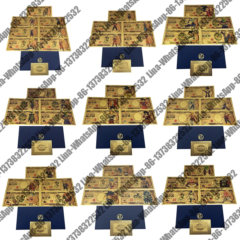 

47 дизайнов популярных японских аниме-драконов Kelin1 DBZ 10000 иен золотые Банкноты набор для классической коллекции памяти детства