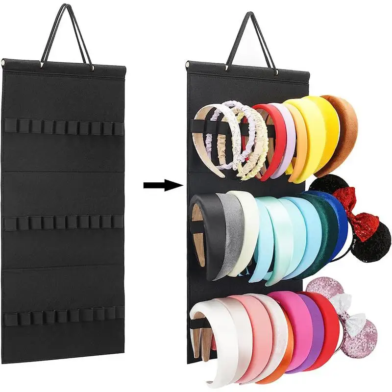 

Wall Hang Headband Organizer Felt Cloth Storage Bag Multifunctional 30 Grid Hairband Display Rack Organizer For Household Supply