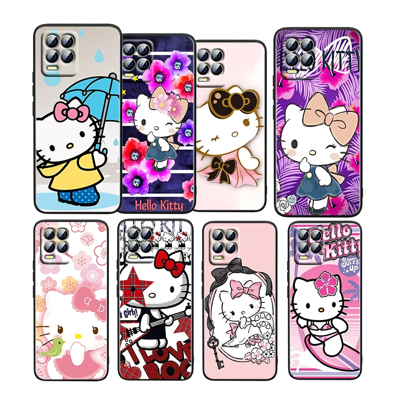 

Hello Kitty Girl Cute For OPPO Realme GT Neo Master Edition 9i 8 7 Pro C21S Narzo 30 TPU Soft Silicone Black Phone Case Fundas