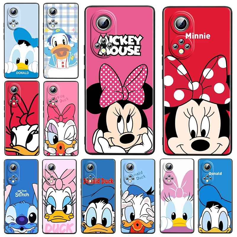 

Cute Donald Duck Anime Black Phone Case For Honor 70 60 50 20 SE Pro X30 10X 10i 10 9X 8X 8 Lite Soft Silicone Cover Fundas Capa