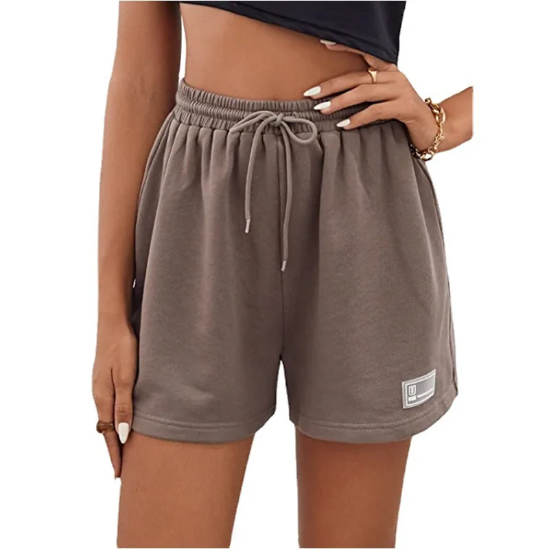 Women's Shorts Simple Cotton Wide Leg Casual Shorts Yoga Beach Pants Female Drawstrings Lace-up Sports Shorts Outdoor Bottoms
