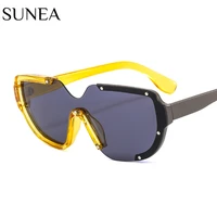 retro one piece sunglasses women fashion brand hip pop black brown shades uv400 men trending contrast color sun glasses