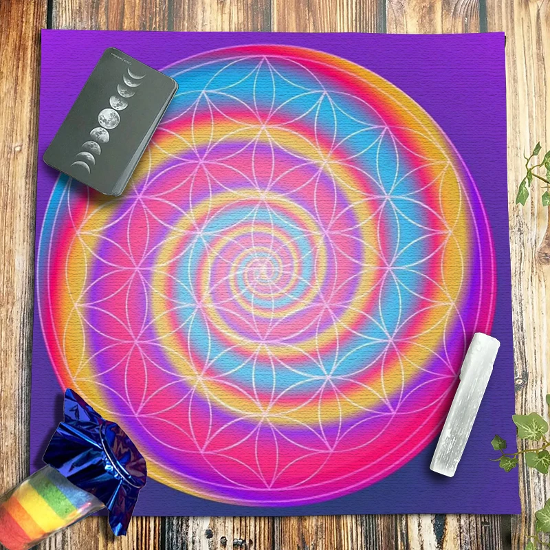 

Rainbow Flower of Life Tarot Tablecloth Velvet Altar Cloth Pagan Witchcraft Oracle Card Pad Divination Astrology Drop Shipping