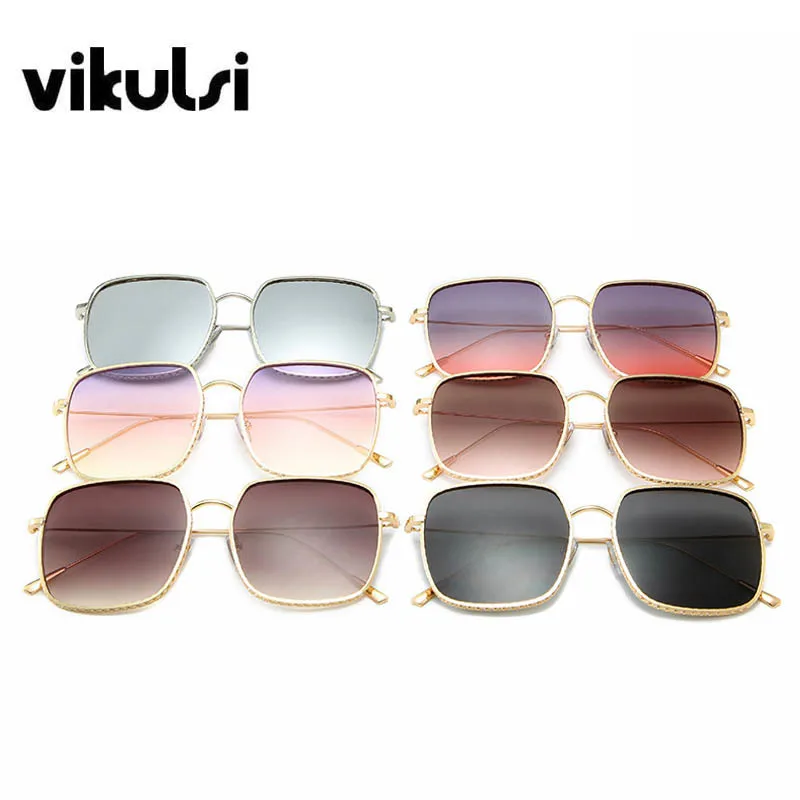 

Luxury Brand Square Sunglasses Women Vintage Gradient Glasses Metal Frame Oversized Sun glasses Female Purple Eyewear UV400