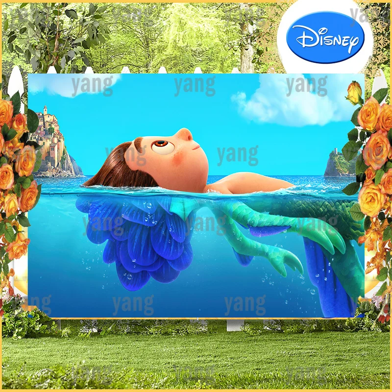 Disney Luca Summer Theme Baby Happy Birthday Banner Party Cake Table Decoration Supplies Photography Backdrop Photo Background