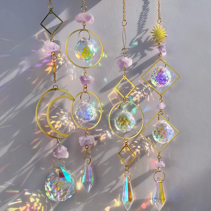 

Suncatcher Hanging Drop Crystal Moon Catcher Pendants Wind Chimes Rainbow Prism Dream Catcher Chaser Home Garden Decors Gifts
