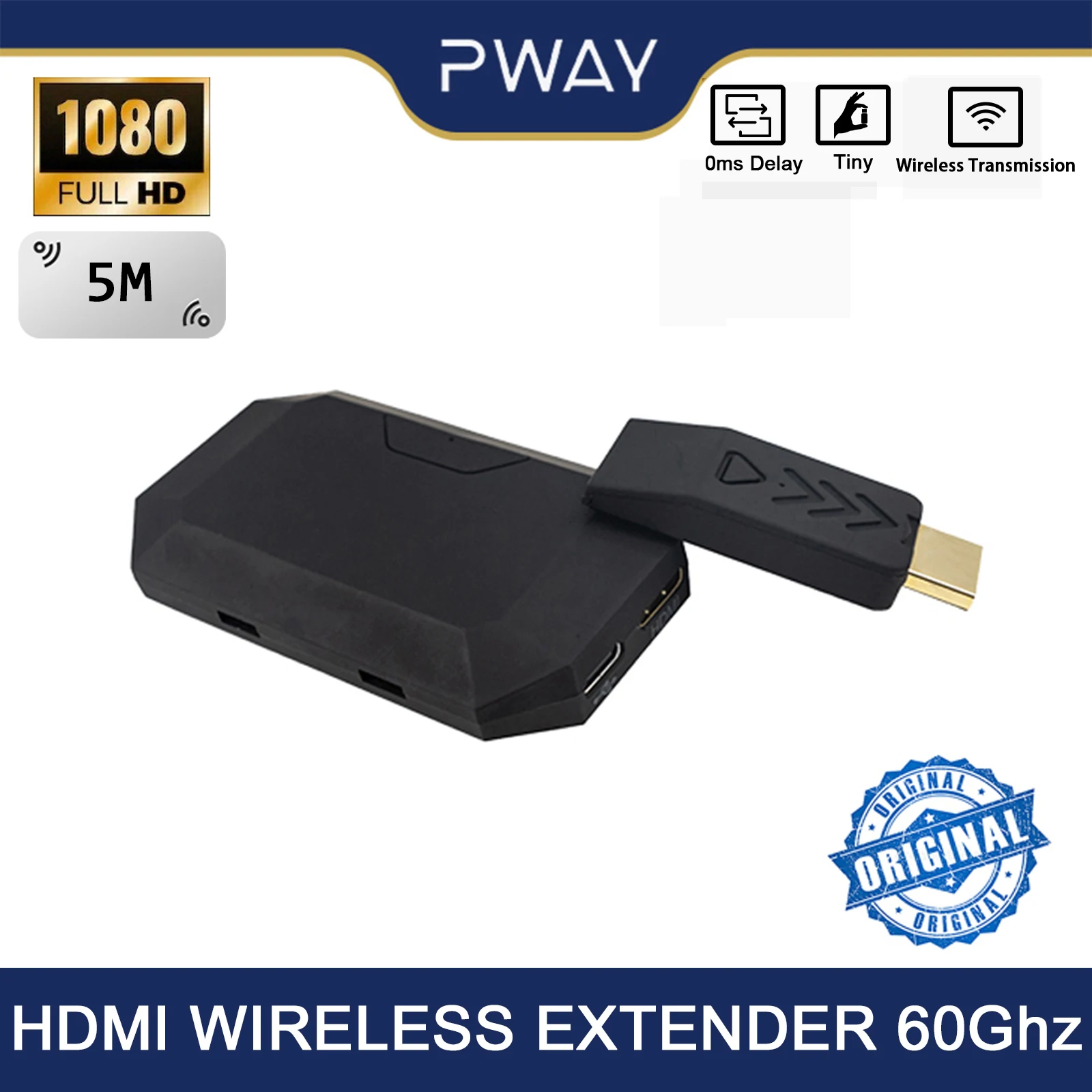 PWAY-extensor HDMI inalámbrico de onda milimétrica, transmisor y receptor sin latencia para PC, portátil y PS5, 60Ghz, 3,96 Gbit/s