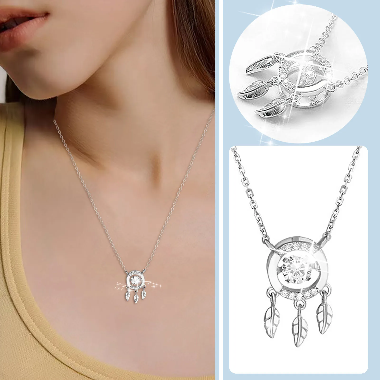

High Eend Light Luxury Design Cavicle Chain Necklace Leaf Feather Necklace Zircon Clavicle Necklace Women Gold Necklace