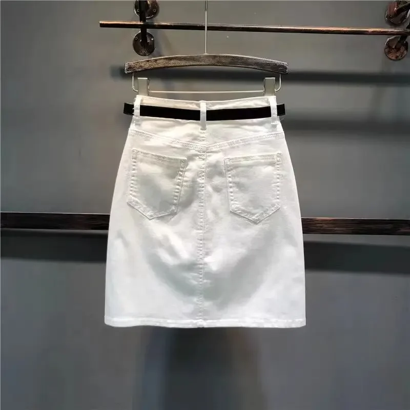 Милые джинсовые юбки с завышенной талией для женщин белые женские мини-юбки