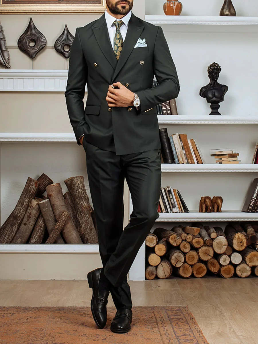 2023 Men's High-End Suit 2 Pieces Double Breasted Elegant Suit For Wedding Groom Groomsmen Business Casual Clothing