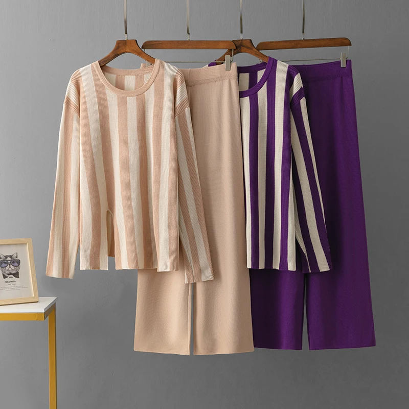 Женский Осенний Комплект Брюк В Горошек С Приталенной Рубашкой Длинными