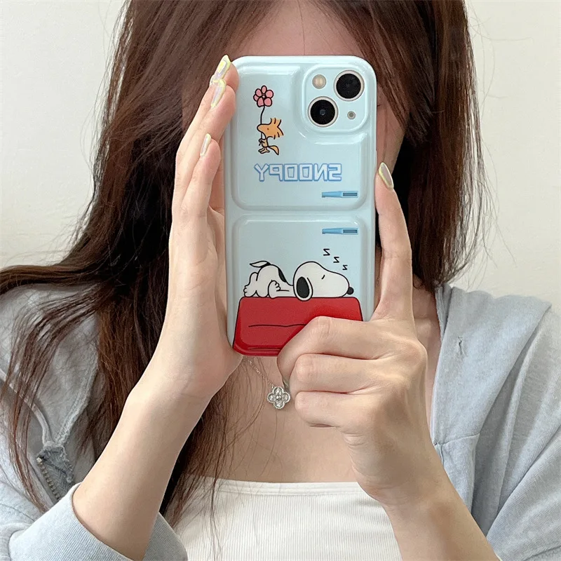 

New Japanese Cartoon Snoopy Cute Anti-Falling Couple Mobile Phone Soft Shell for Iphone Xs/xr Kawaii Anime Toy for Girls Gifts