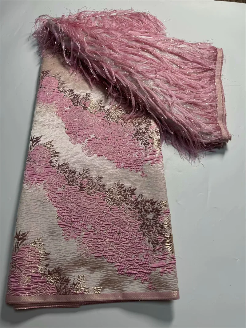 Африканская жаккардовая парча Роскошная ткань женская кисточка стиль Цветочный