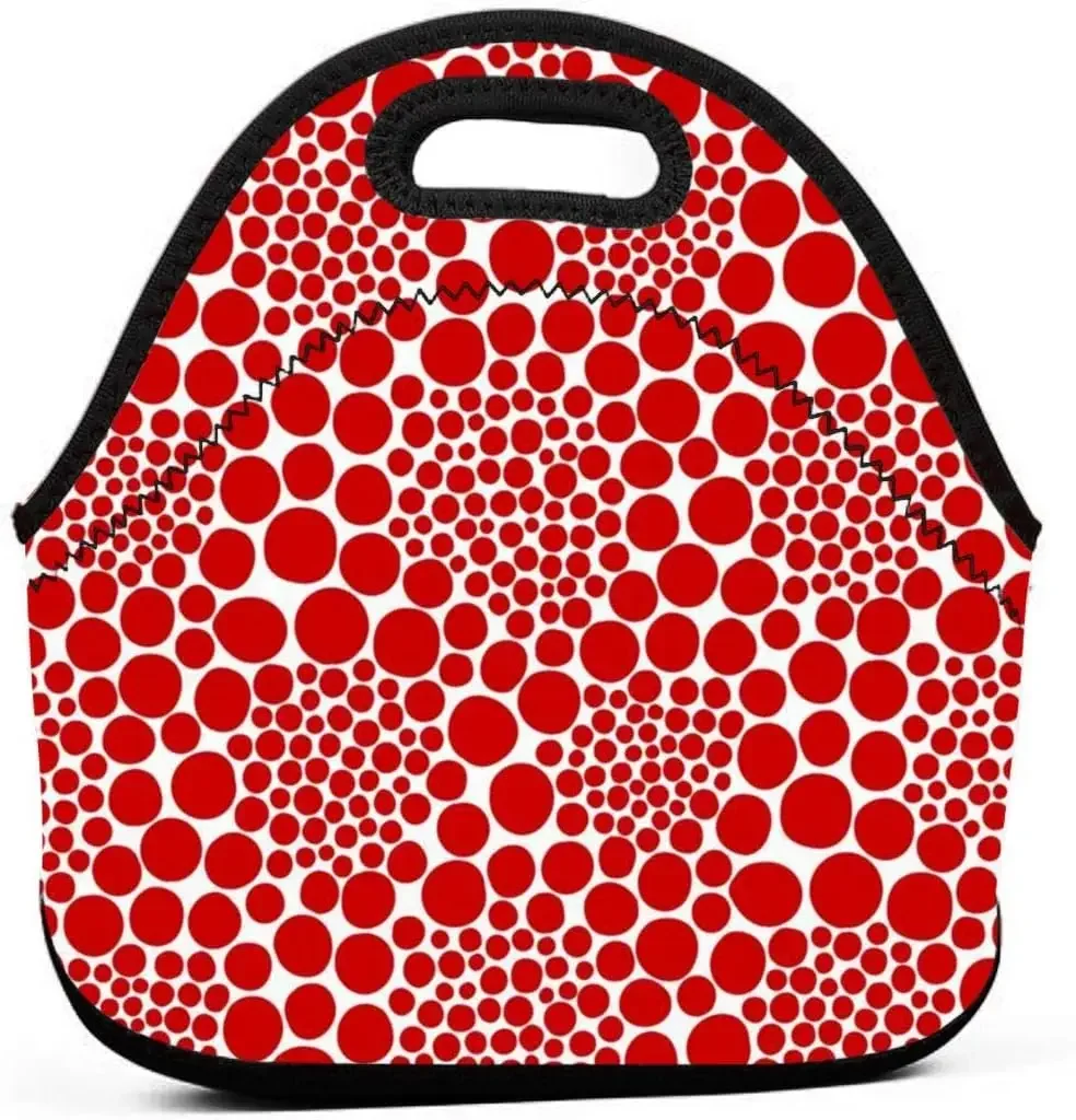 

Red Neoprene Lunch Bag Reusable Insulated Lunch Tote with Zipper Carrying Lunchbox for School Picnic Travel