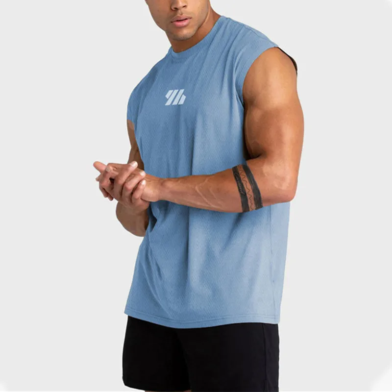 2022 Summer new Gym Vest Men Bodybuilding Sleeveless Sports Tank Top quick-drying mesh Fitness Running Tank Top men Clothes