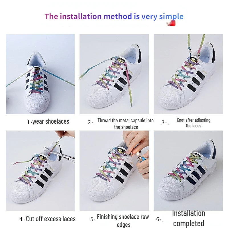 New Elastic No Tie Shoelaces Colorful Flat  Sneakers Shoelace Semicircle Locking  Lazy Laces for Kids Adult Shoes Lace Strings