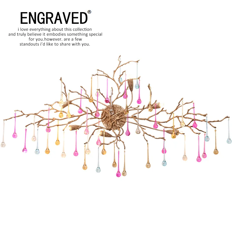 

ENGRAVED Branches Wall Lamp Home Interior Lighting Fixture Dining Table Sconce Copper Handmade Glass Colour Retro Classic