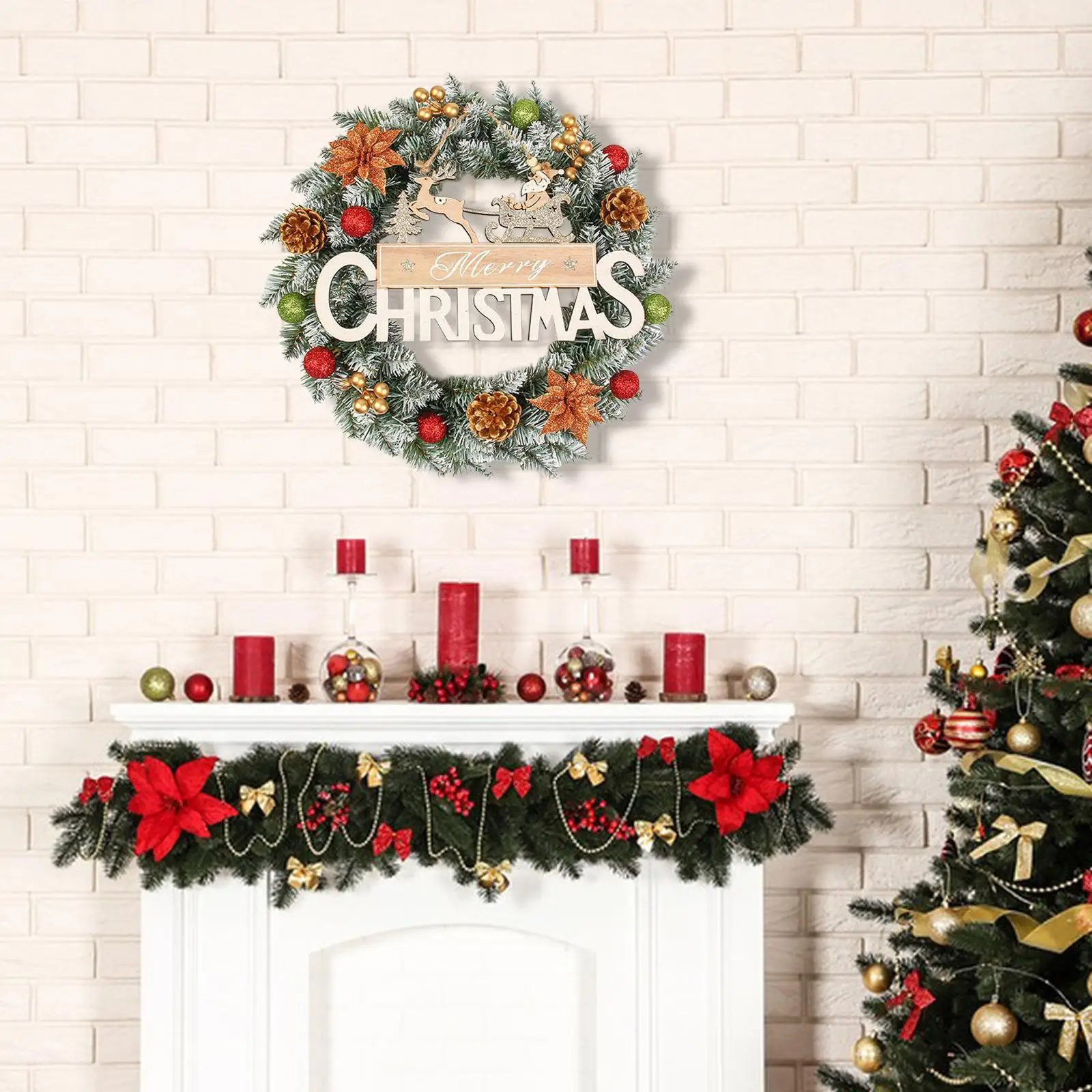 Рождественский венок со световым орнаментом 20 дюймов Рождественская гирлянда