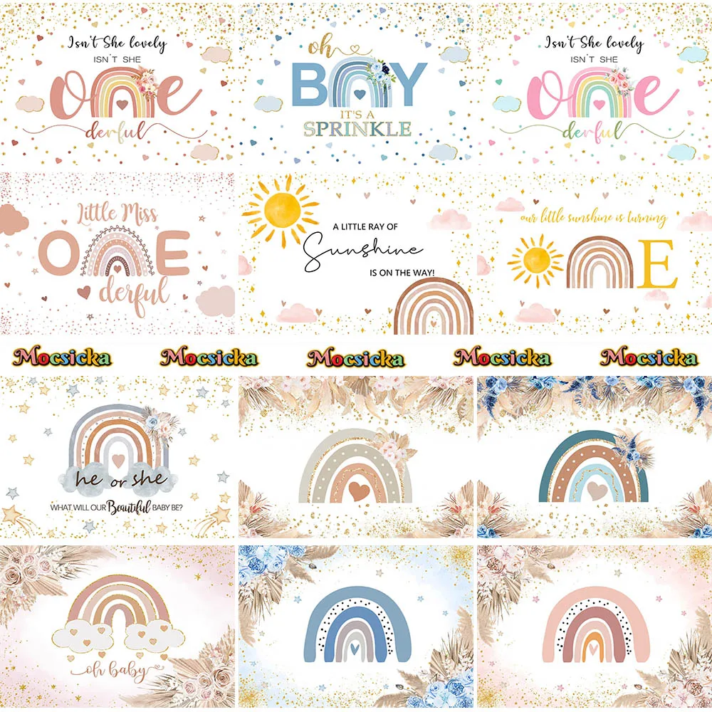 Купи Boho Rainbow 1st Birthday Party Decor Backdrop Bohemia Flowers Supplies Photo Prop Girl Boy Baby Shower Photography Background за 230 рублей в магазине AliExpress