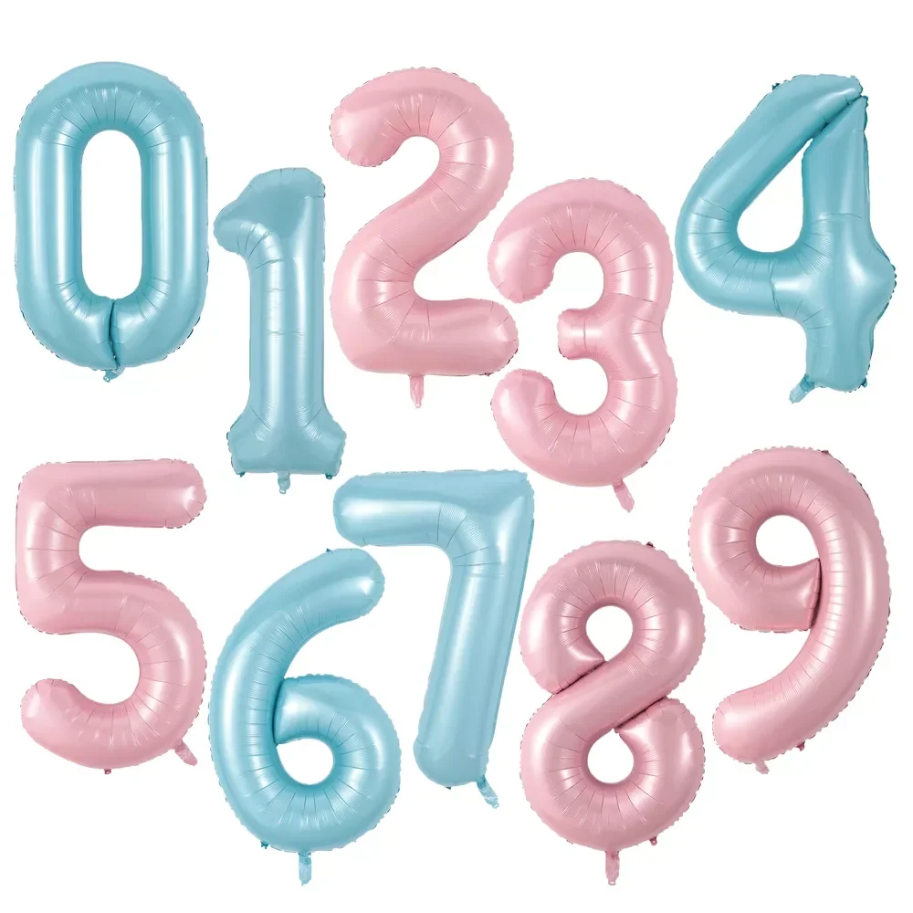 

NEW IN 40 Inch Macaron Blue Pink Foil Number Balloons 0 1 2 3 4 5 6 7 8 9 Birthday Party Baby Shower Wedding Decoration Festival
