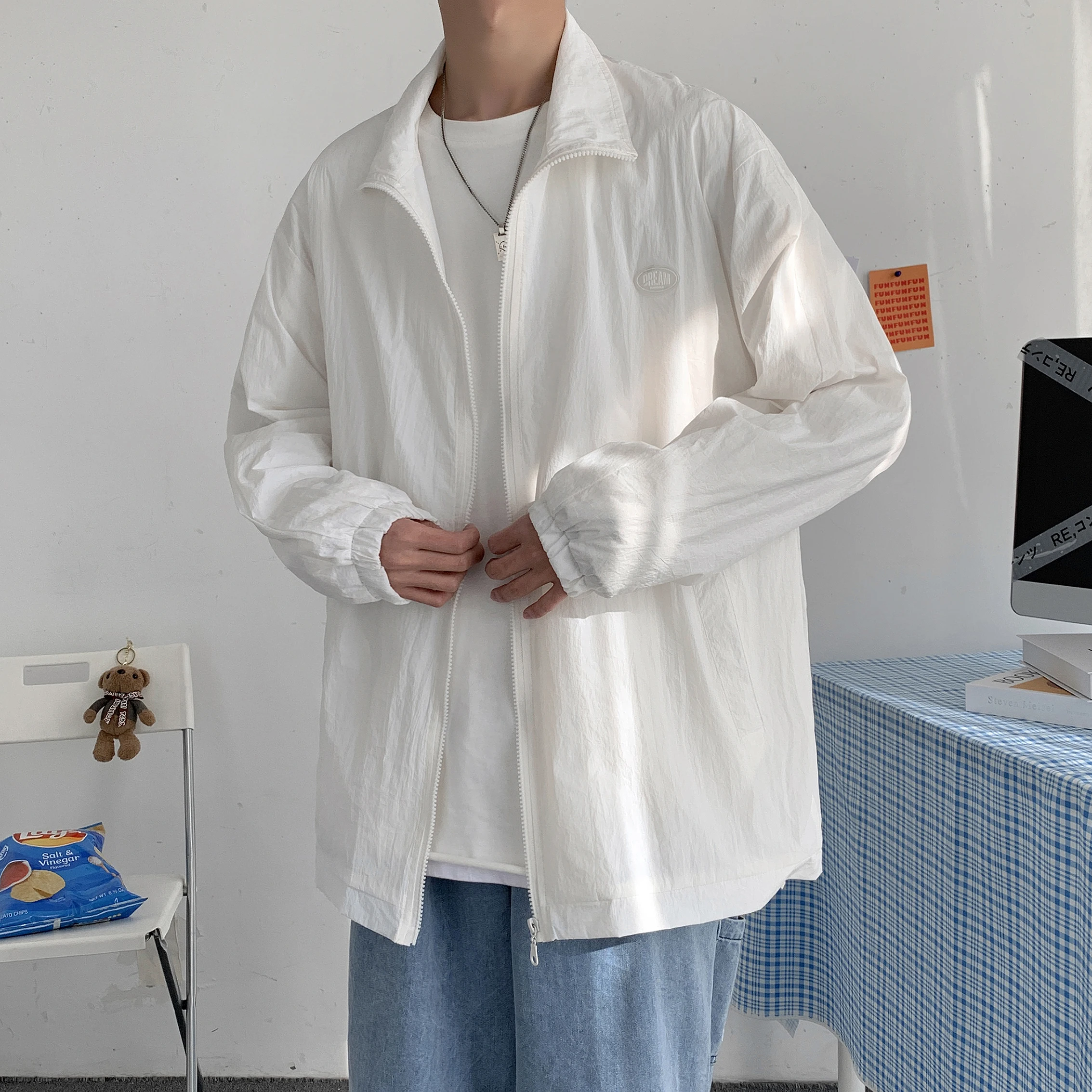 

LAPPSTER White Light Weight Jackets Coats 2022 Bomber Jacket Sun Protection Windbreaker Harajuku Breathable Korean Jacket Ins