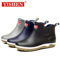 yishen men rain boots waterproof deck boot winter ankle water shoes with removable lining slip on booties outdoor rubber shoes