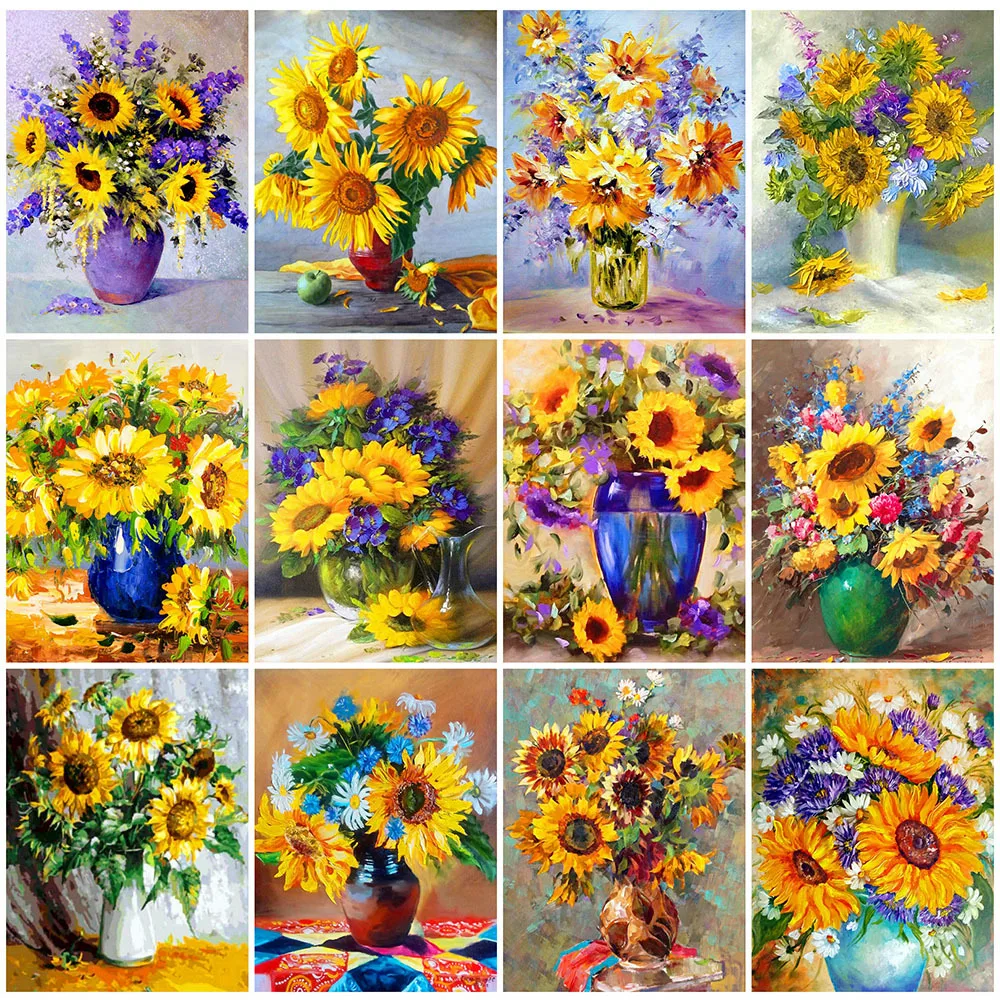 

EverShine Diamond Mosaic 5D Flower Rhinestones Diamond Painting Sunflower Cross Stitch Full Square Embroidery Home Decoration