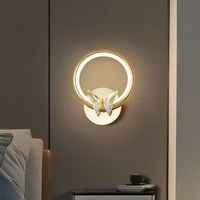 Crystal Butterfly LED Wall Lamp Bedroom Bedside Tv Background Modern Sconces Gold Metal Unique Lighting Surface Mount
