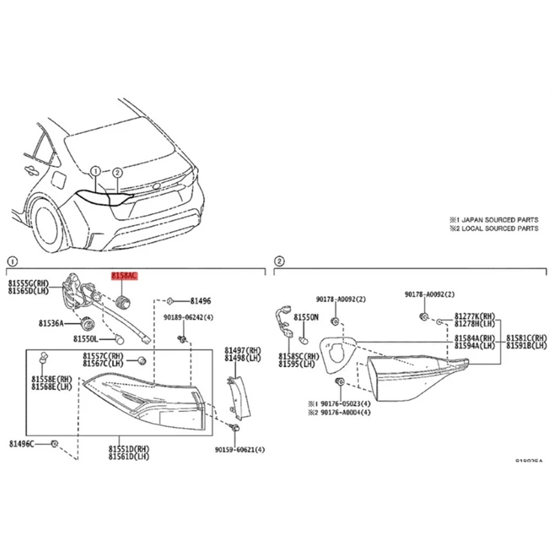 Модуль автомобильной лампы стоп-сигнала для Lexus Toyota Corolla Highlander 2019-2022