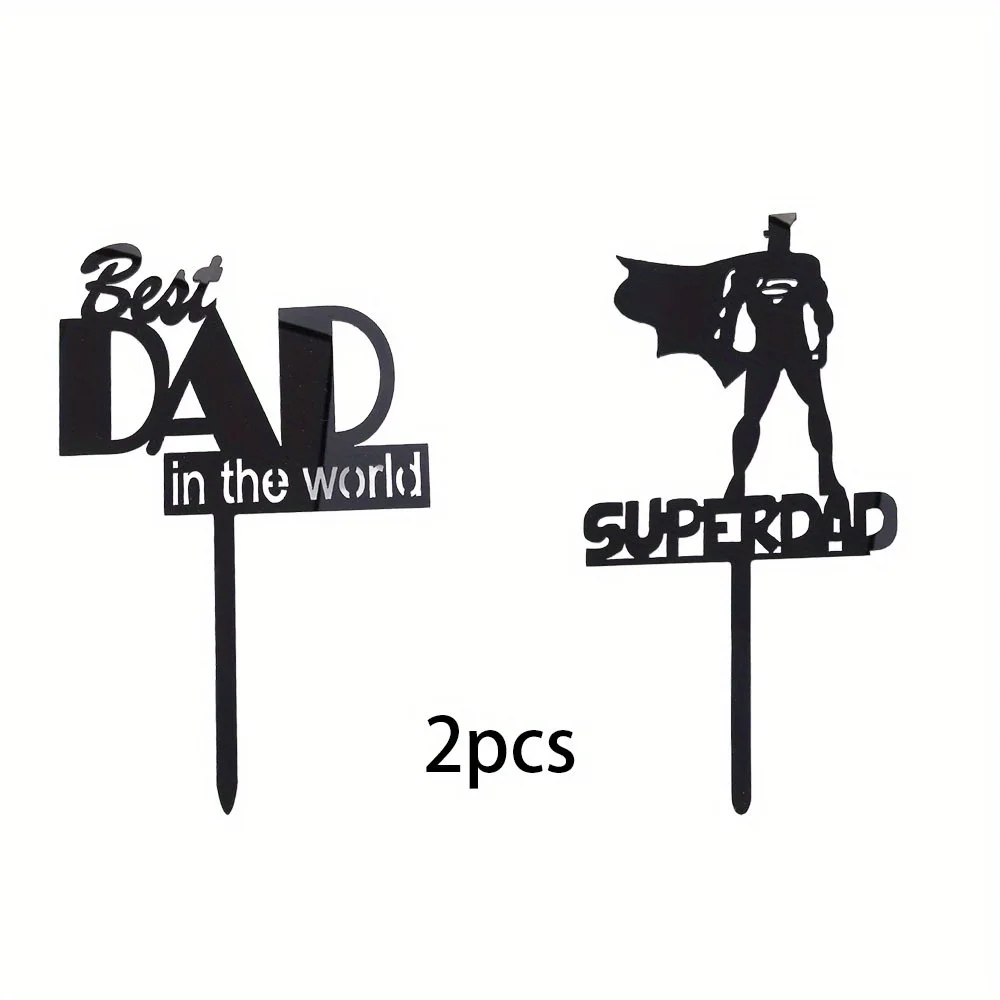 

2 штуки черные акриловые фигурки "Супер папа" для торта