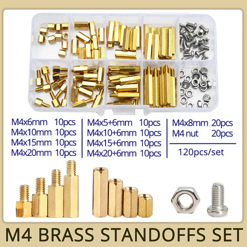 

M4 Brass Male Female Hex Standoff Threaded Mount PCB Hexagon Motherboard Spacer Bolt Screw Long Nut Set Assortment Kit