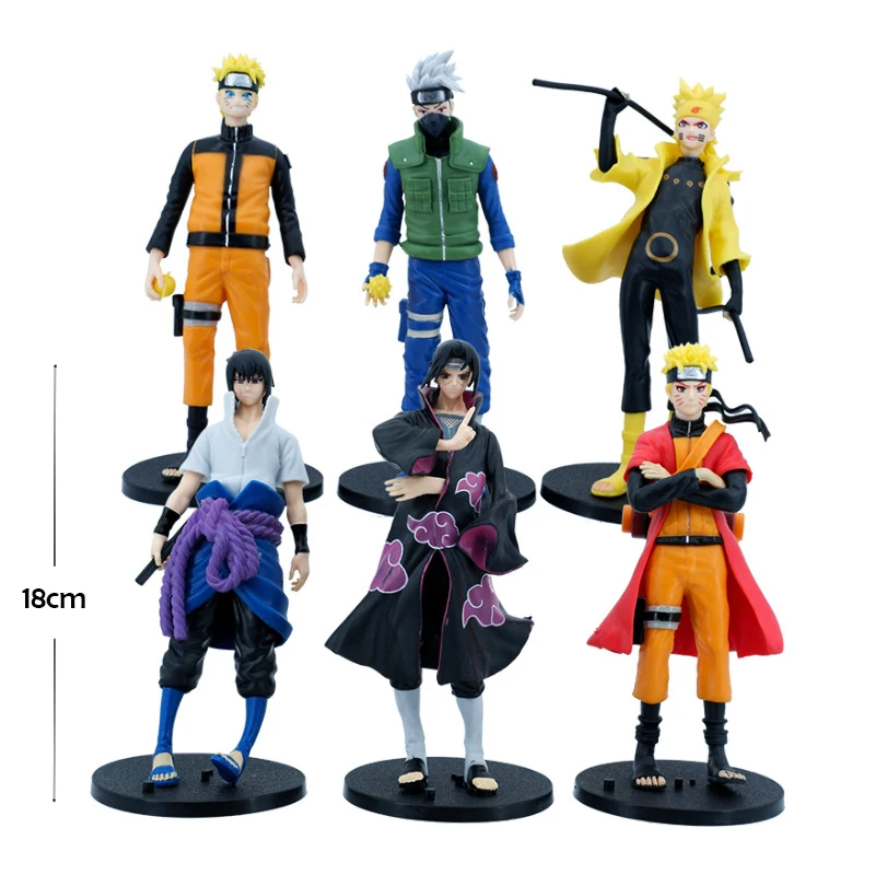 

18cm 6pcs/Lot Anime Uzumaki Naruto Hatake Kakashi Uchiha Itachi Uchiha Sasuke PVC Action Figure Toys Collection Model Doll