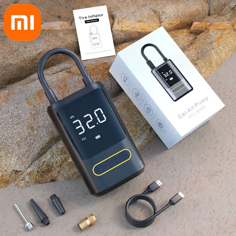 

Автомобильный воздушный компрессор Xiaomi, 4000 фунт/кв. Дюйм, мАч, надувной насос со светодиодной лампой для автомобиля, мотоцикла, беспроводной электрический насос для шин