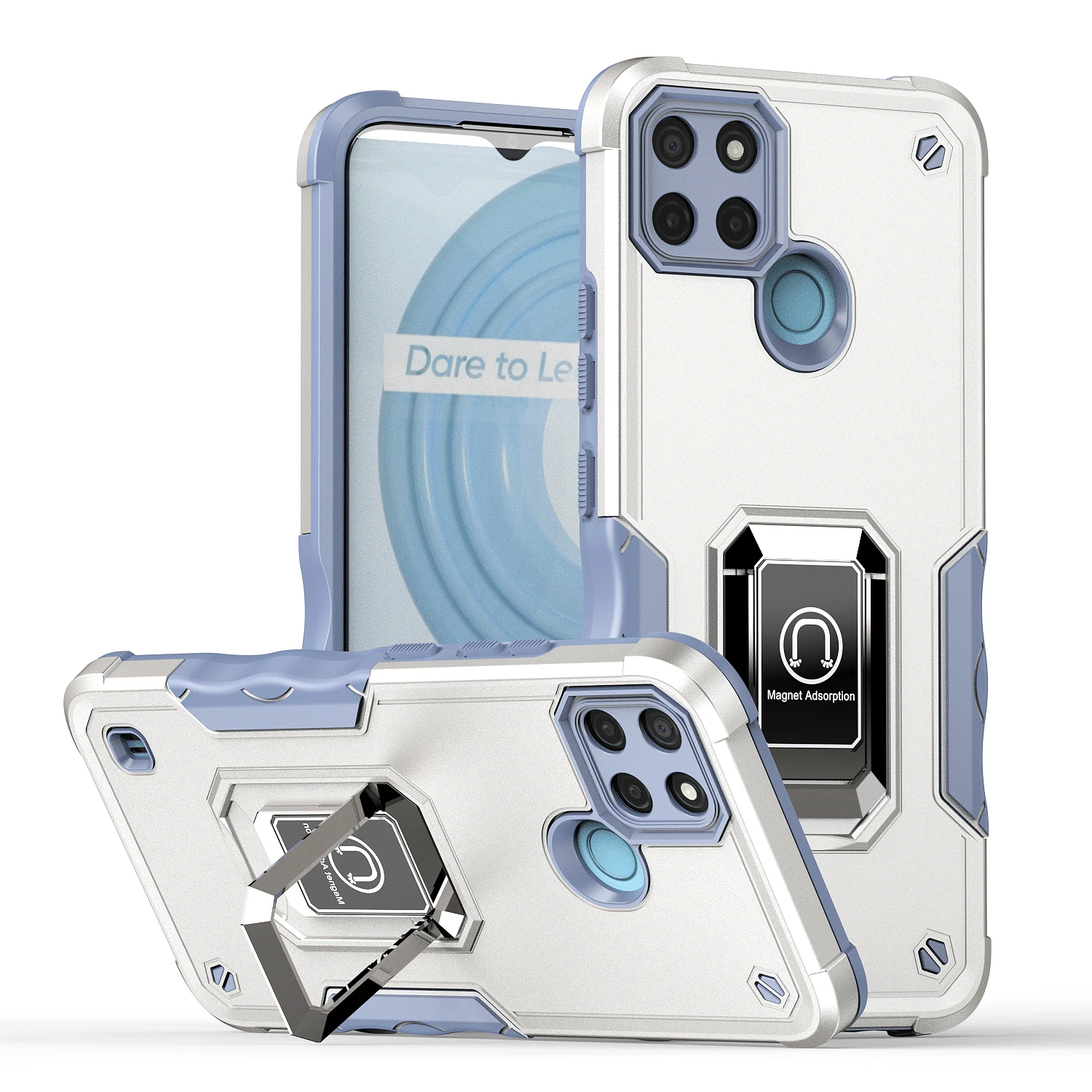 

Shockproof Case for OPPO Realme C21Y C25Y C25 C35 Car Magnetic Ring Holder Hard Phone Cover Realme C30 C30S C33 C12 C15 C11 2021