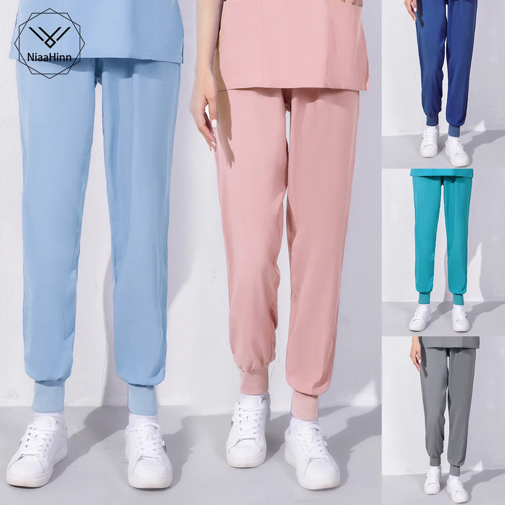 

Solid Color Nurse Jogging Pants Elastic Breathable thin Work Pants Wholesale Trousers Multicolor Doctor Nursing Medical Pants