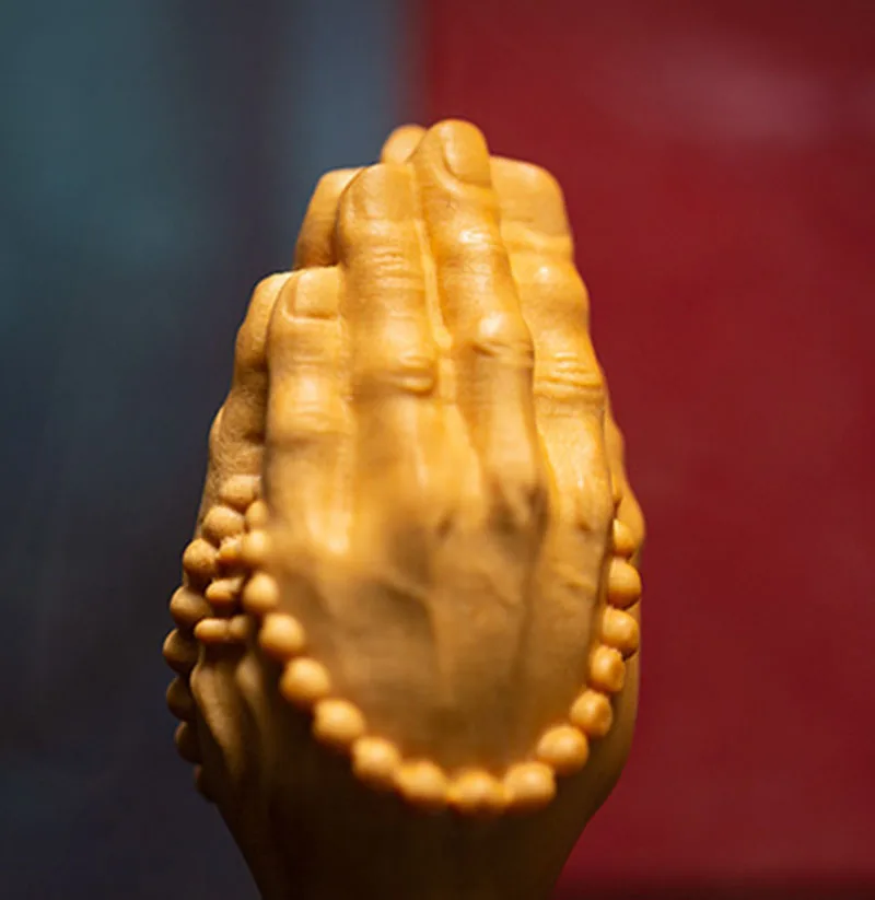 

5X2.5X2.4CM Buddha Hand Carved Boxwood Figurine Carving Lucky Netsuke Feng Shui Sculpture - #W191