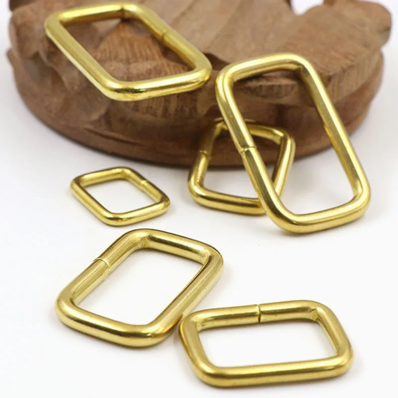 

4pcs Brass Wire Formed Rectangle Ring Buckle Loops for DIY Webbing Leather Craft Bag Strap Belt Buckle Garment Luggage Purse
