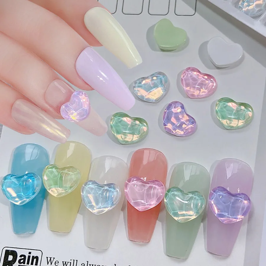 

10 шт., декоративные подвески для ногтей в виде сердца