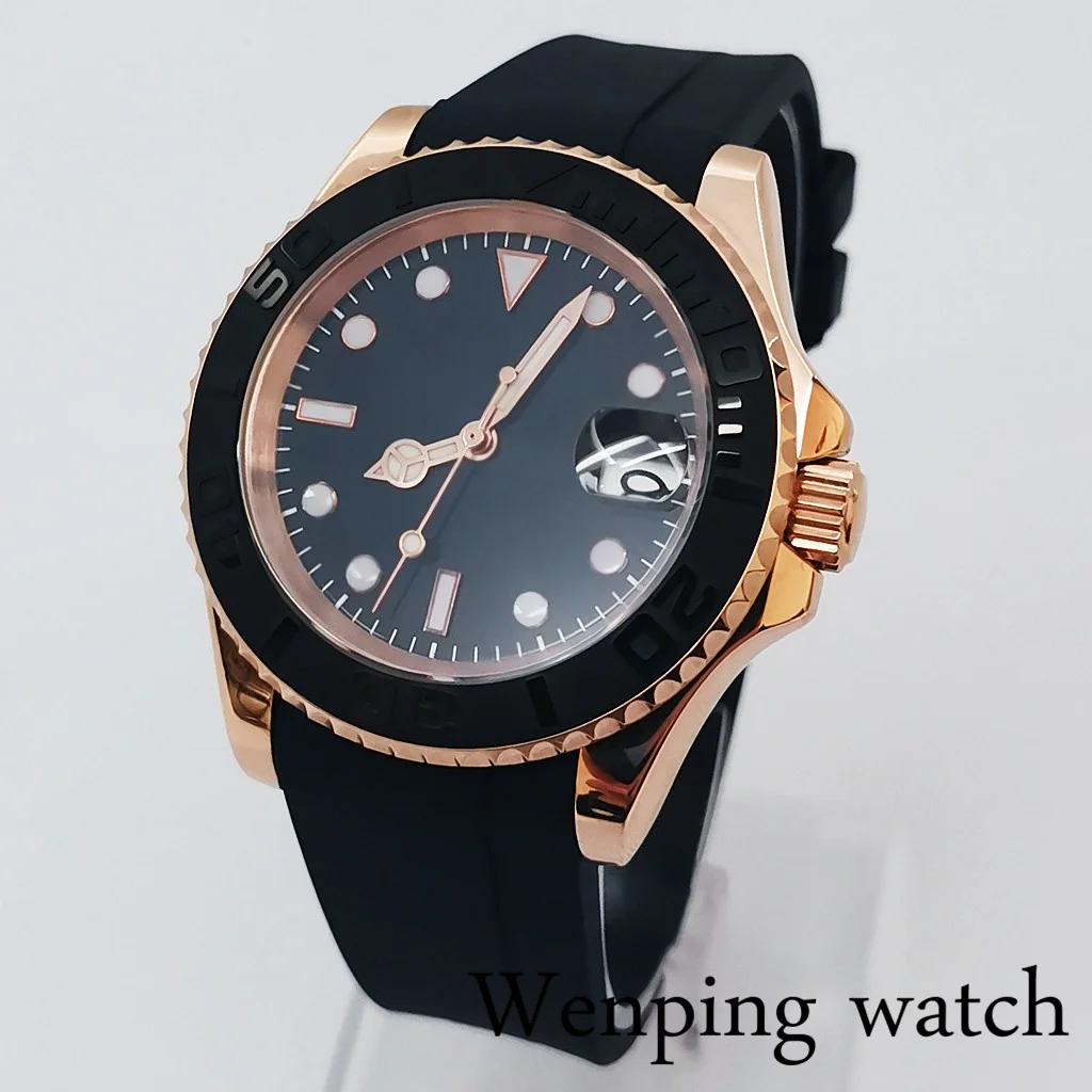 40mm Men's Classic Top Luxury Mechanical Watch Rose Gold Two-way rotating case Sapphire Glass NH35 Movement Automatic |