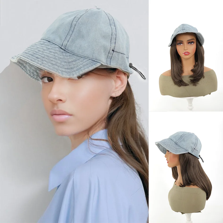 Allaosify Женские Синтетические Волосы 8-дюймовый Светло-голубой Ковбойский