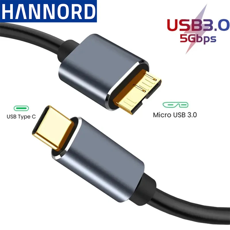 Высокоскоростной разъем Hannord USB Type C к Micro B для HDD SSD Внешний 5Gbp/s жесткий диск MacBook ПК Micro B кабель