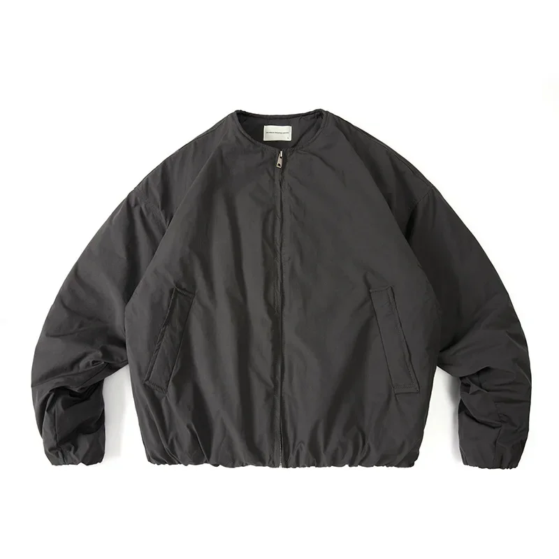 Хлопковое пальто из смеси шерсти в городском стиле с круглым вырезом