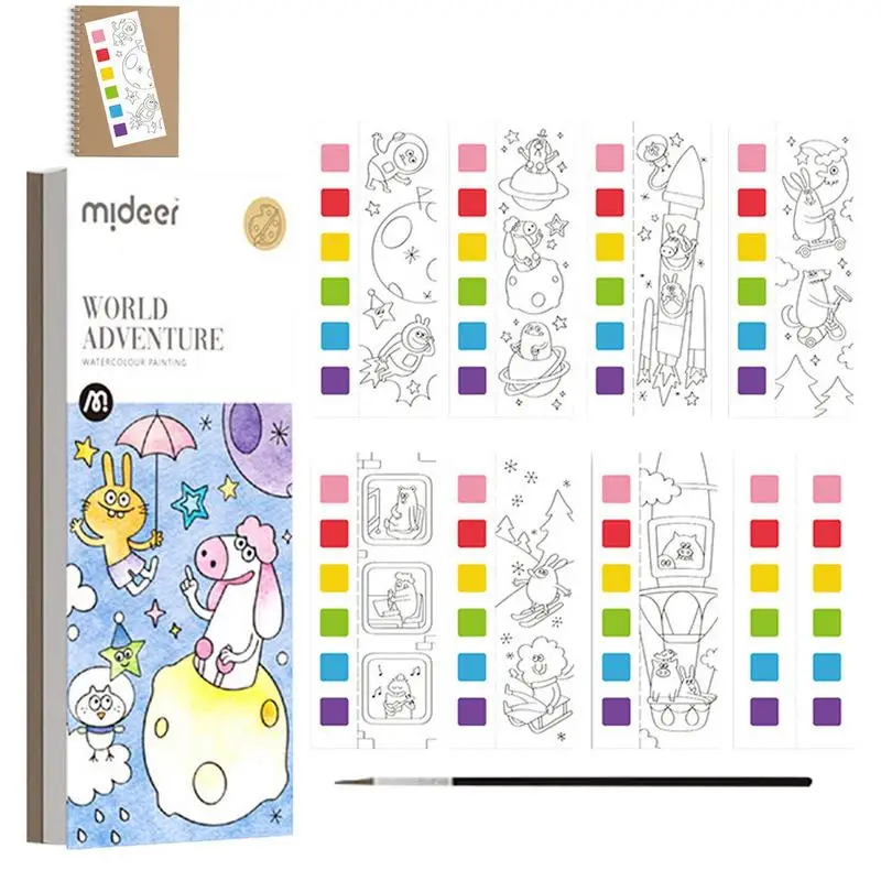 

Watercolor Paint Book Magic Water Coloring Books Pocket Coloring Book With Paints Early Educational Toys For Kids 5 Years Old